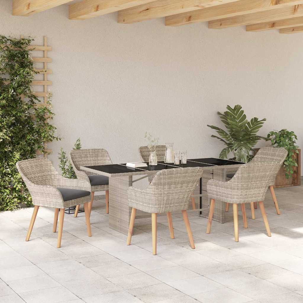 Have Spisebordssæt 7 pcs Lysegrå polyrattan