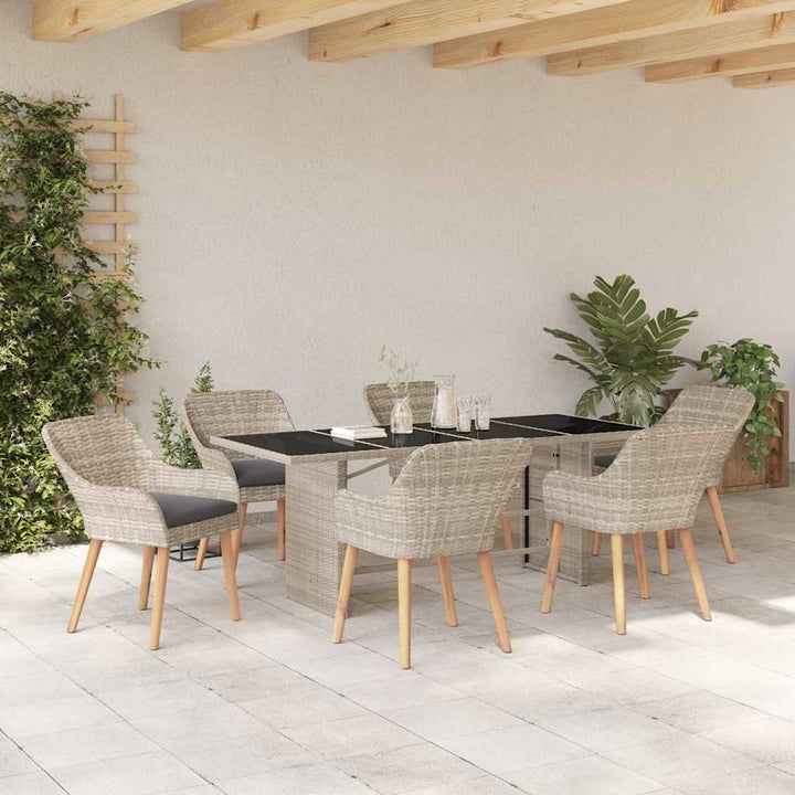 Have Spisebordssæt 7 pcs Lysegrå polyrattan