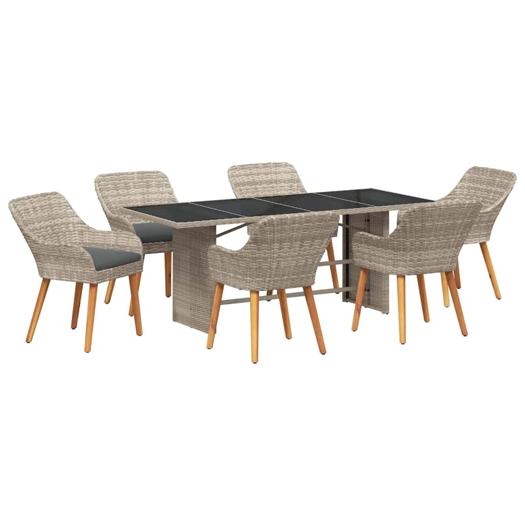 Have Spisebordssæt 7 pcs Lysegrå polyrattan