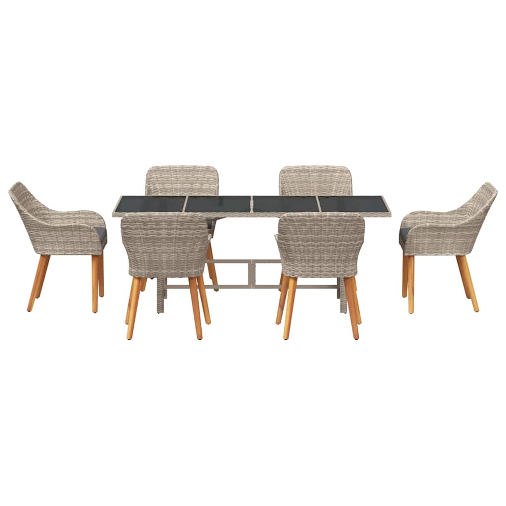 Have Spisebordssæt 7 pcs Lysegrå polyrattan