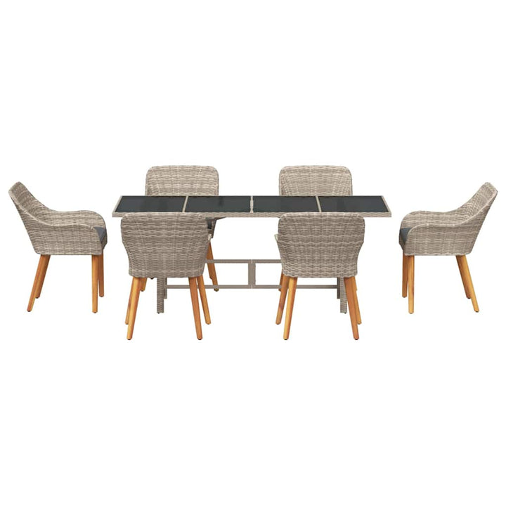 Have Spisebordssæt 7 pcs Lysegrå polyrattan