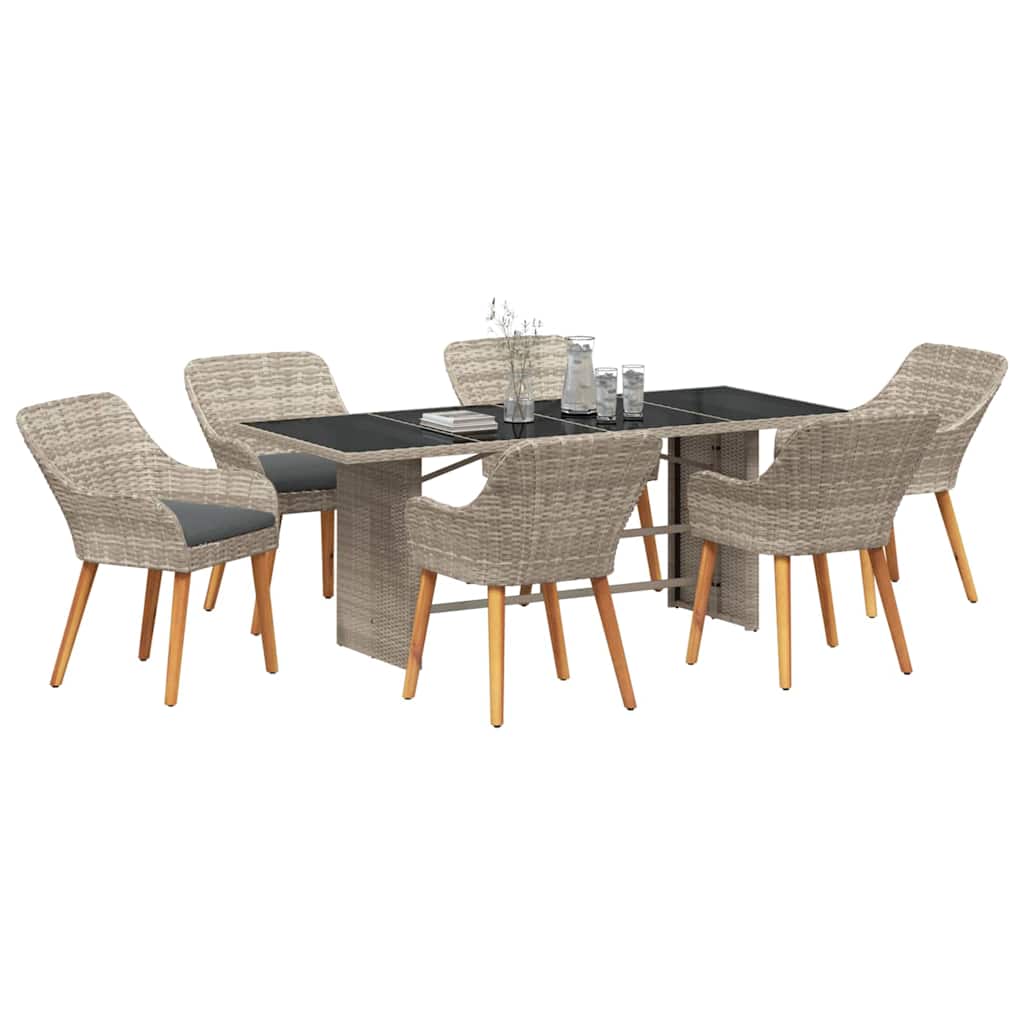 Have Spisebordssæt 7 pcs Lysegrå polyrattan