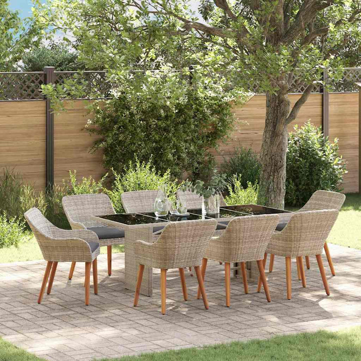 Have Spisebordssæt 9 pcs Lysegrå polyrattan