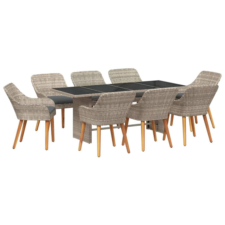 Have Spisebordssæt 9 pcs Lysegrå polyrattan