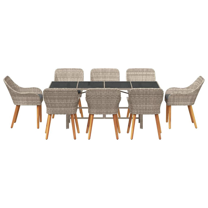 Have Spisebordssæt 9 pcs Lysegrå polyrattan