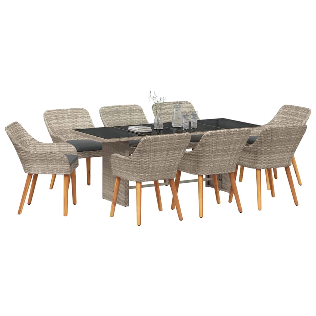 Have Spisebordssæt 9 pcs Lysegrå polyrattan