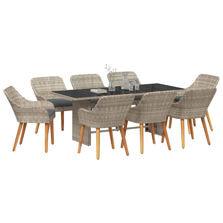 Have Spisebordssæt 9 pcs Lysegrå polyrattan