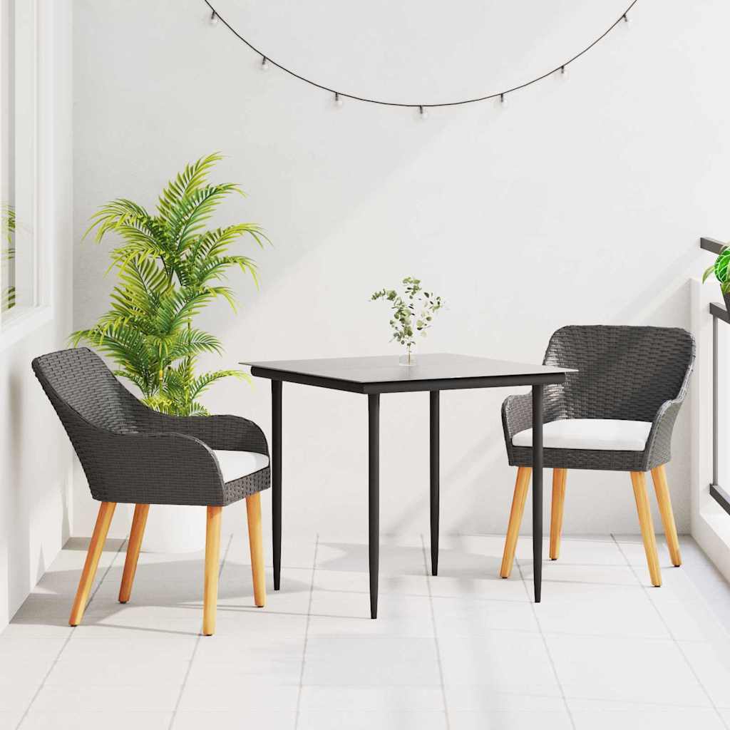 Have Spisebordssæt med pude 3 pcs Sort polyrattan