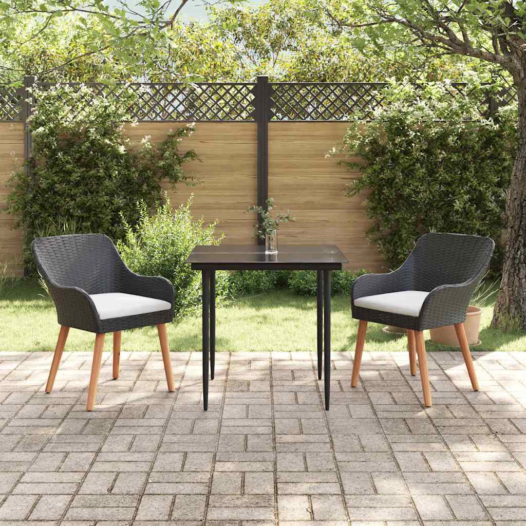 Have Spisebordssæt med pude 3 pcs Sort polyrattan
