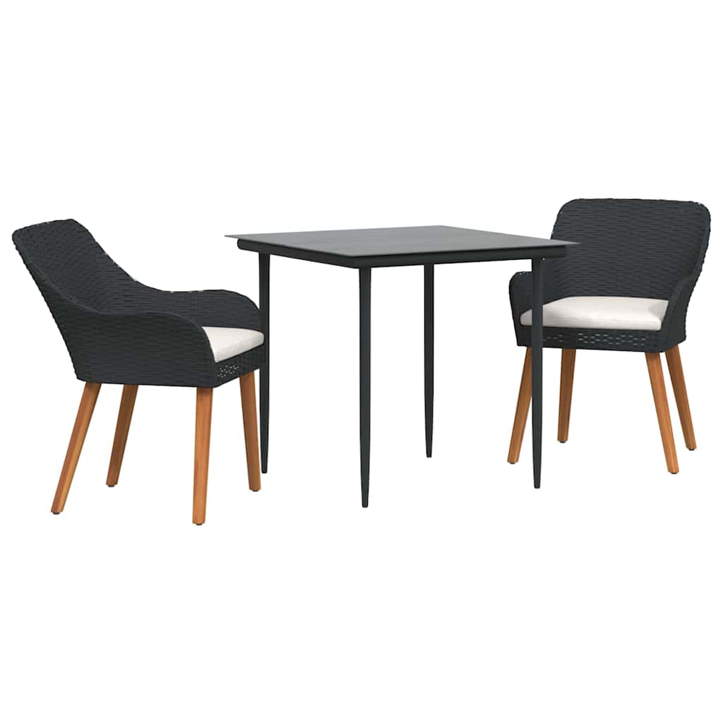 Have Spisebordssæt med pude 3 pcs Sort polyrattan