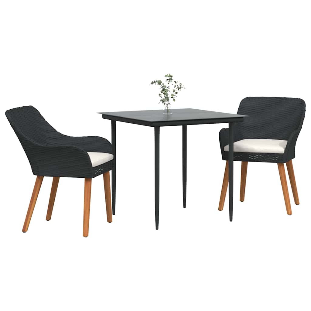 Have Spisebordssæt med pude 3 pcs Sort polyrattan