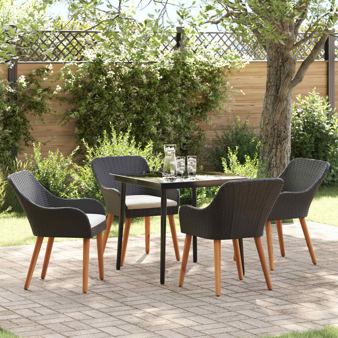 Have Spisebordssæt med pude 5 pcs Sort polyrattan