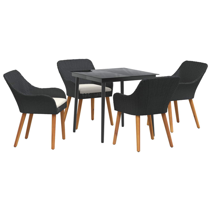 Have Spisebordssæt med pude 5 pcs Sort polyrattan