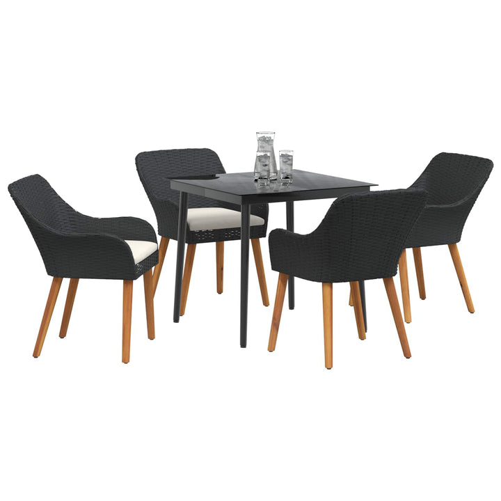 Have Spisebordssæt med pude 5 pcs Sort polyrattan