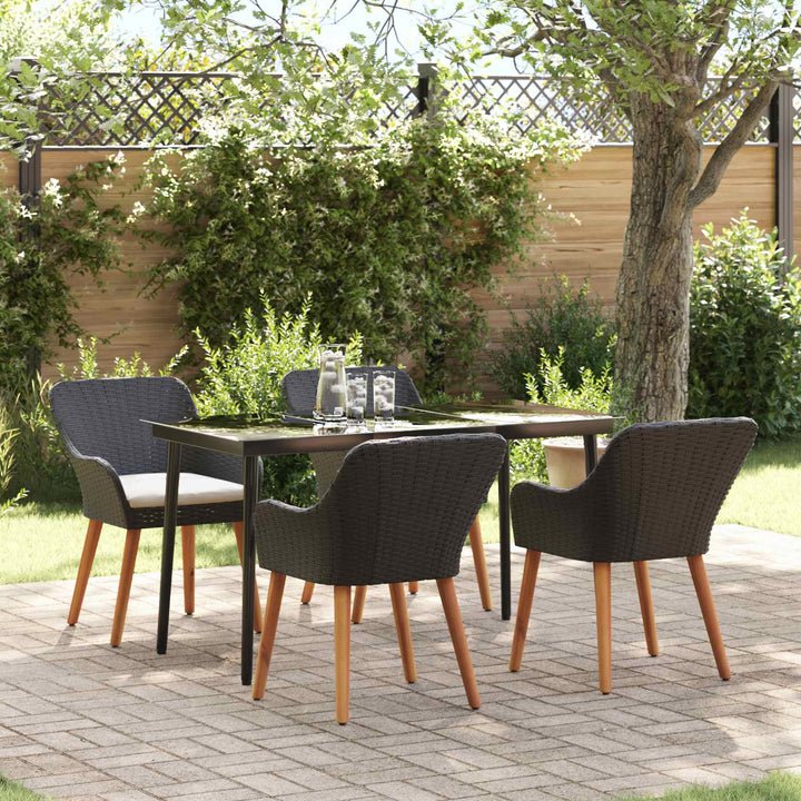 Have Spisebordssæt med pude 5 pcs Sort polyrattan