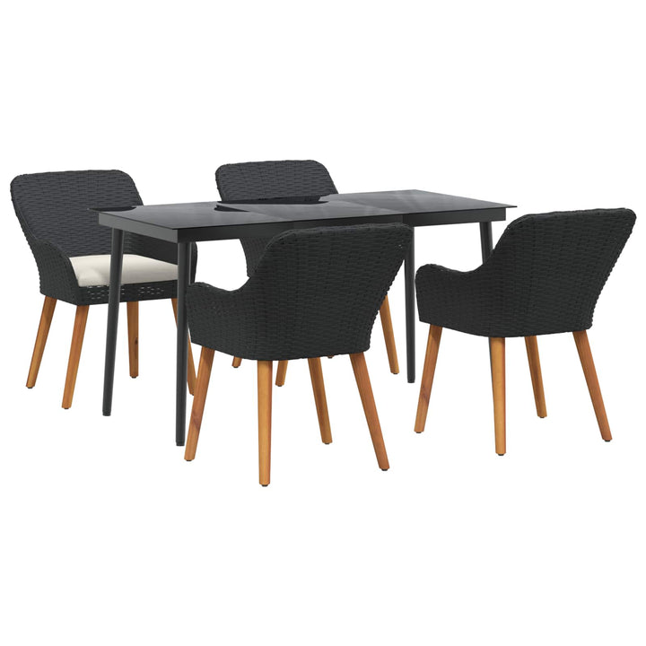 Have Spisebordssæt med pude 5 pcs Sort polyrattan