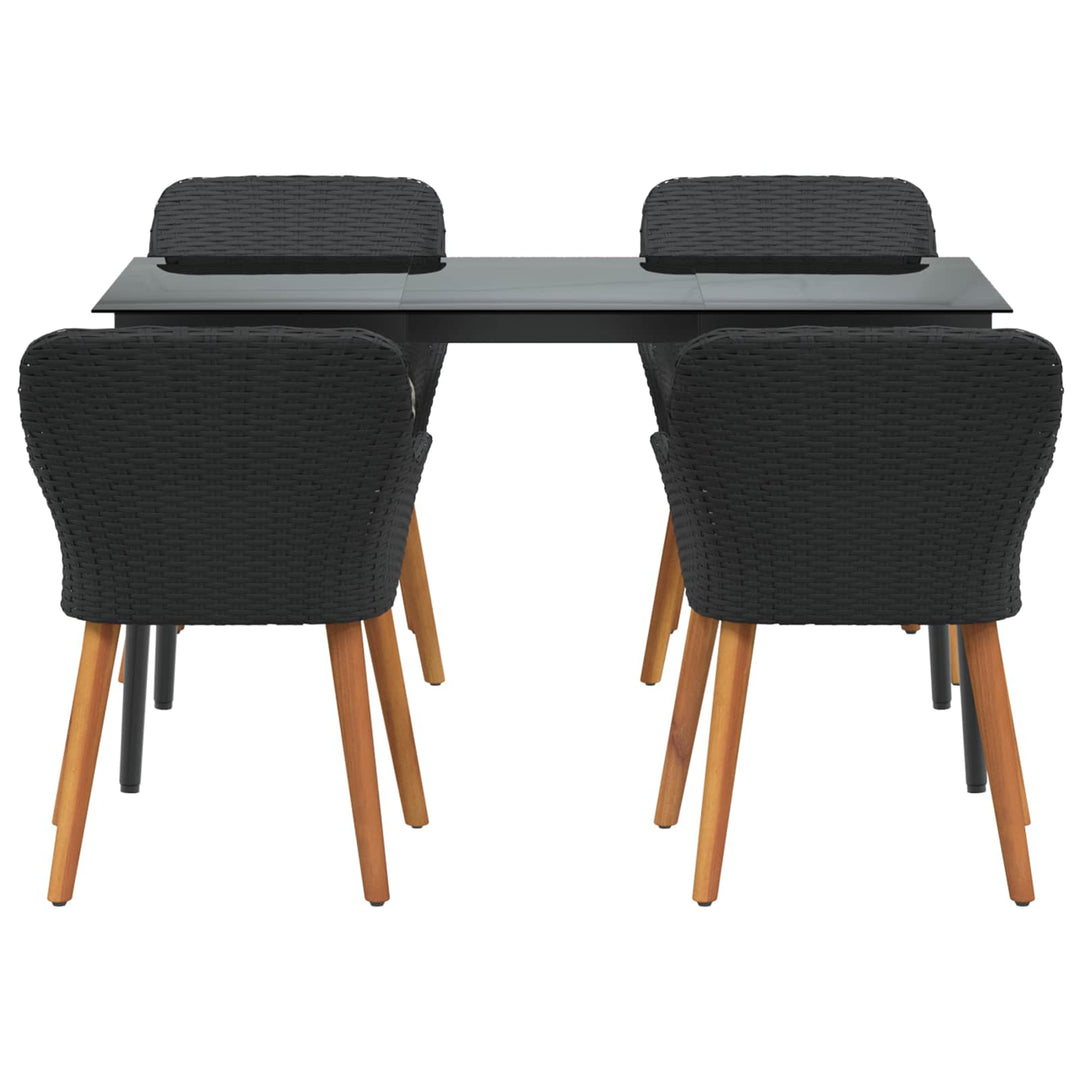Have Spisebordssæt med pude 5 pcs Sort polyrattan