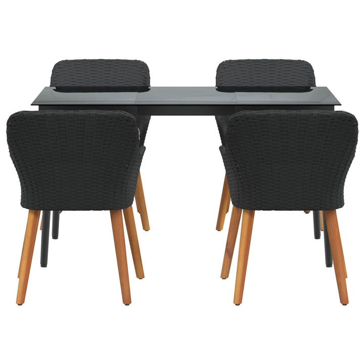 Have Spisebordssæt med pude 5 pcs Sort polyrattan