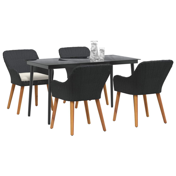 Have Spisebordssæt med pude 5 pcs Sort polyrattan