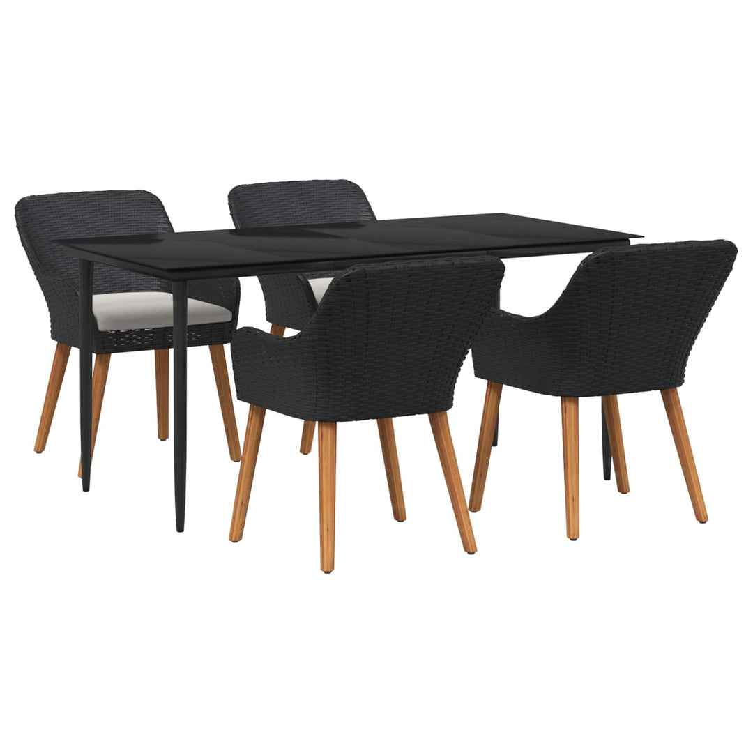 Have Spisebordssæt med pude 5 pcs Sort polyrattan