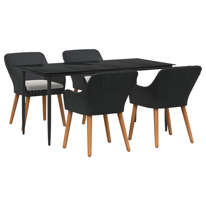 Have Spisebordssæt med pude 5 pcs Sort polyrattan