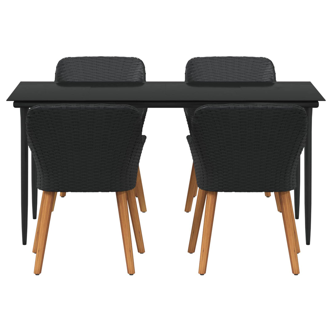 Have Spisebordssæt med pude 5 pcs Sort polyrattan