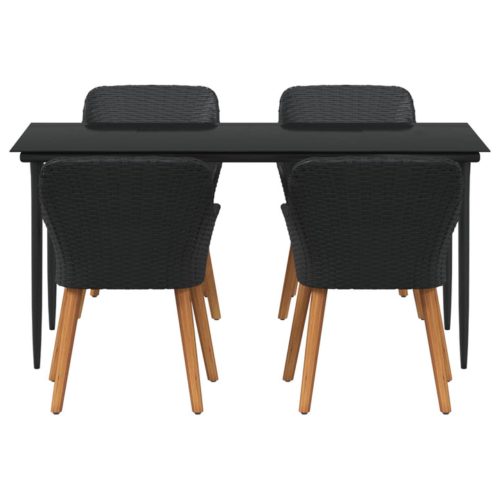 Have Spisebordssæt med pude 5 pcs Sort polyrattan