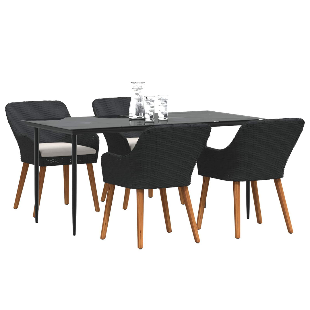 Have Spisebordssæt med pude 5 pcs Sort polyrattan