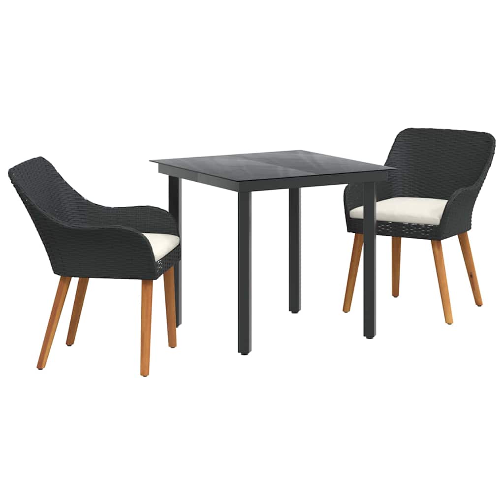 Have Spisebordssæt med pude 3 pcs Sort polyrattan