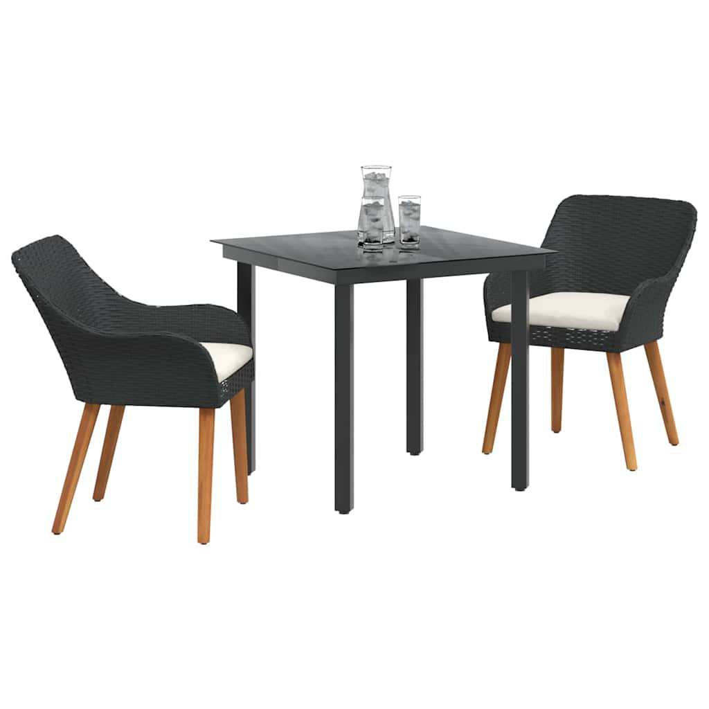 Have Spisebordssæt med pude 3 pcs Sort polyrattan