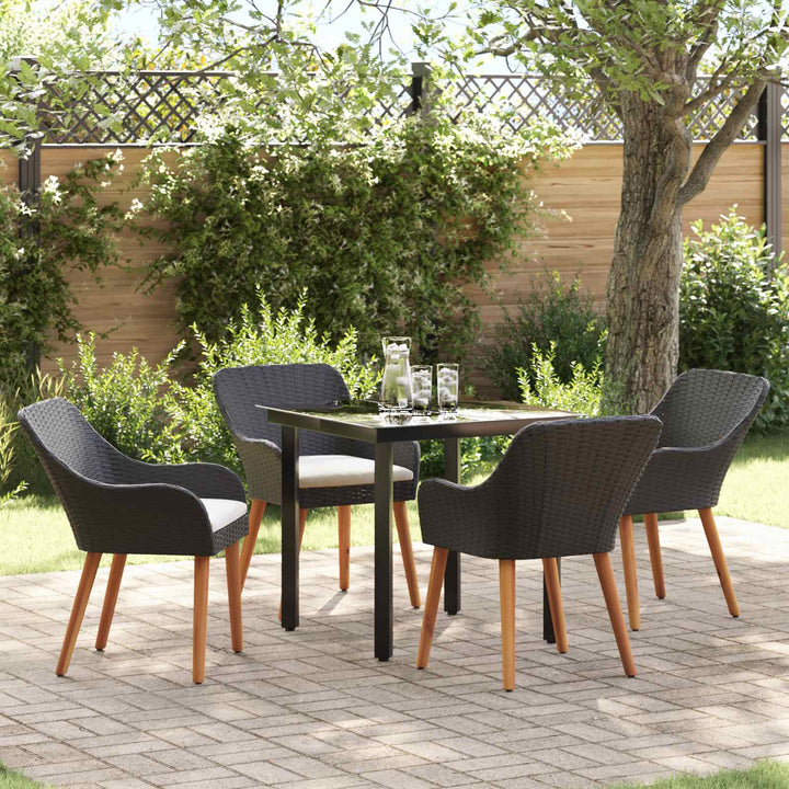Have Spisebordssæt med pude 5 pcs Sort polyrattan