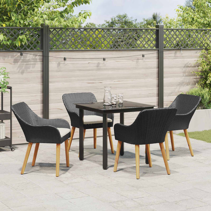 Have Spisebordssæt med pude 5 pcs Sort polyrattan