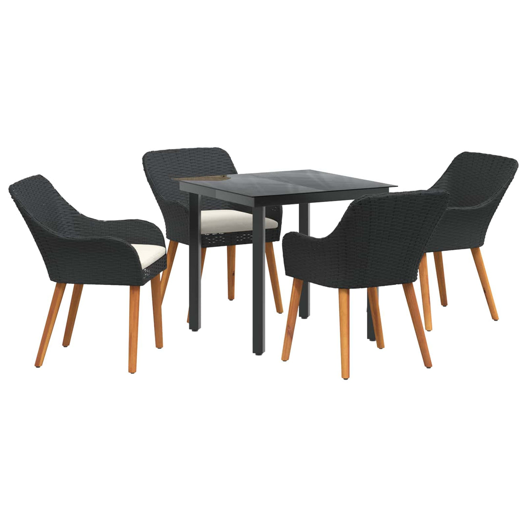 Have Spisebordssæt med pude 5 pcs Sort polyrattan