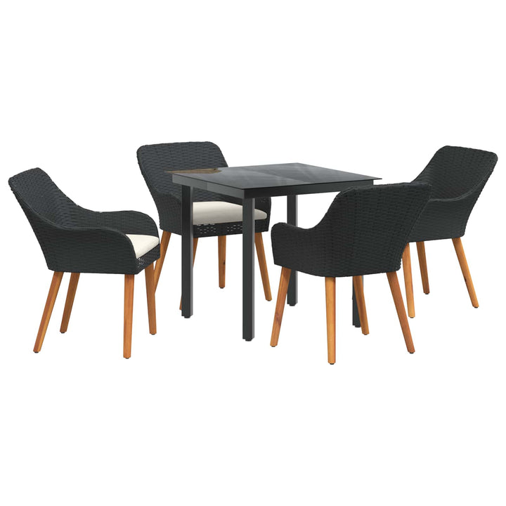 Have Spisebordssæt med pude 5 pcs Sort polyrattan
