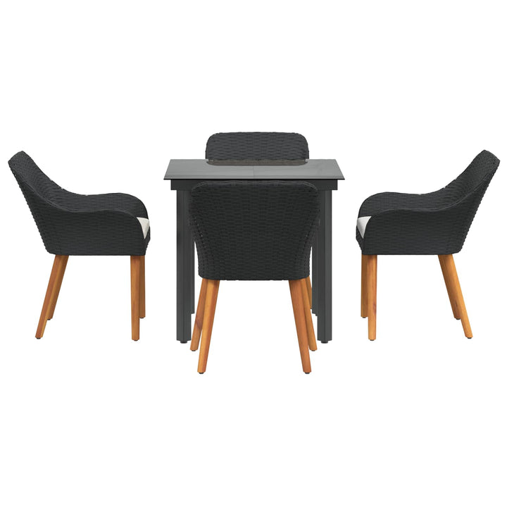 Have Spisebordssæt med pude 5 pcs Sort polyrattan