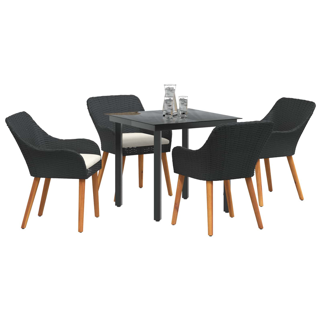 Have Spisebordssæt med pude 5 pcs Sort polyrattan