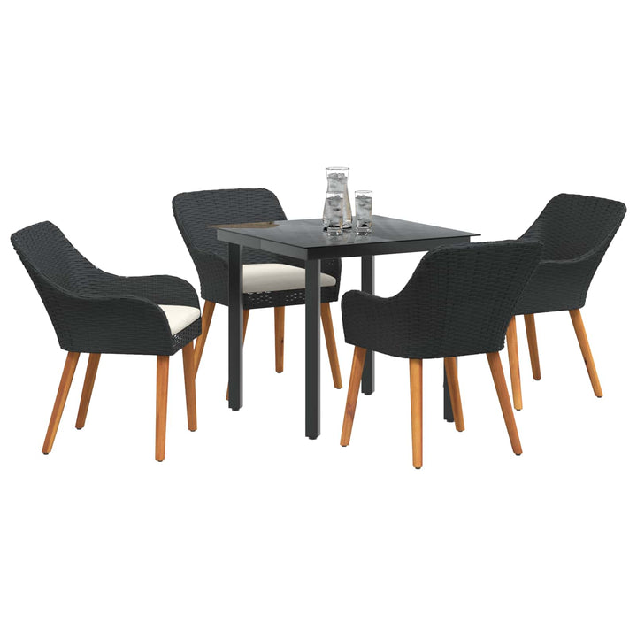 Have Spisebordssæt med pude 5 pcs Sort polyrattan
