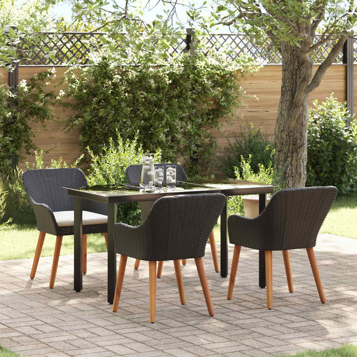 Have Spisebordssæt med pude 5 pcs Sort polyrattan