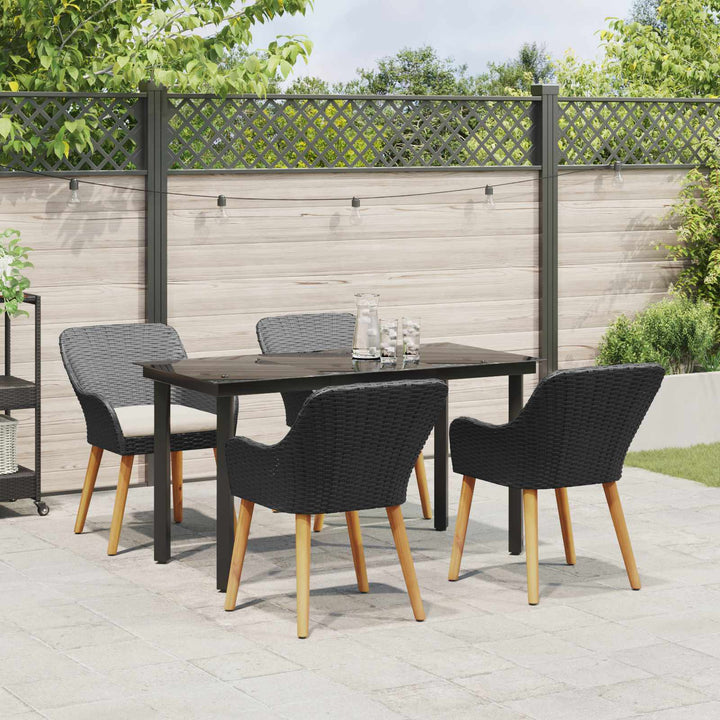 Have Spisebordssæt med pude 5 pcs Sort polyrattan
