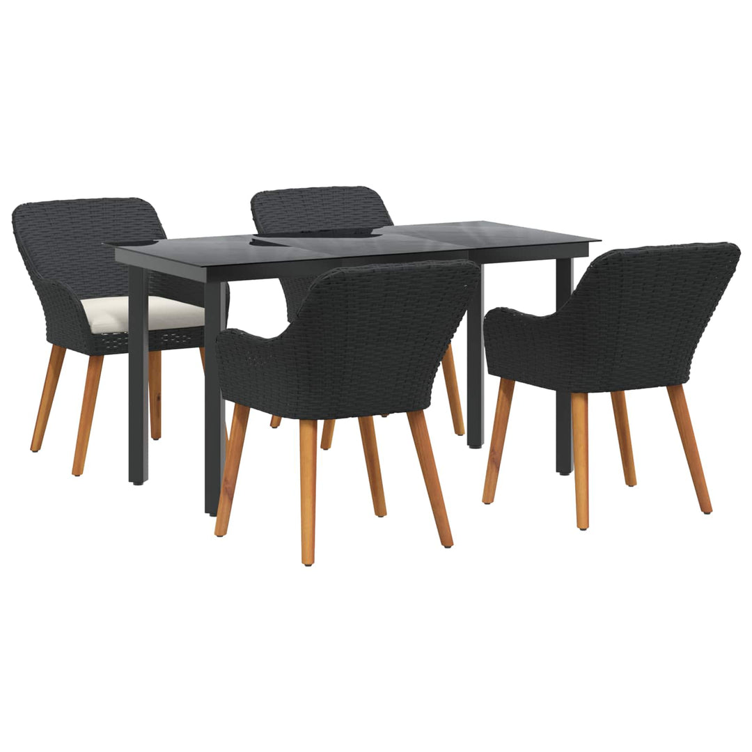 Have Spisebordssæt med pude 5 pcs Sort polyrattan