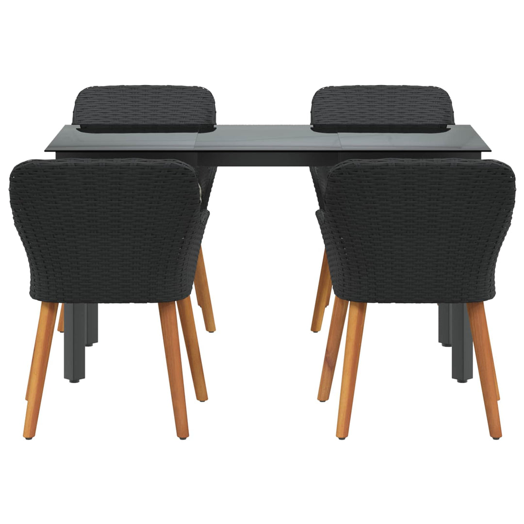 Have Spisebordssæt med pude 5 pcs Sort polyrattan