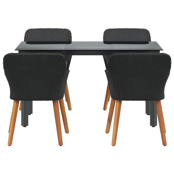 Have Spisebordssæt med pude 5 pcs Sort polyrattan