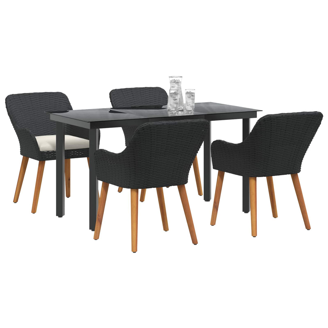 Have Spisebordssæt med pude 5 pcs Sort polyrattan