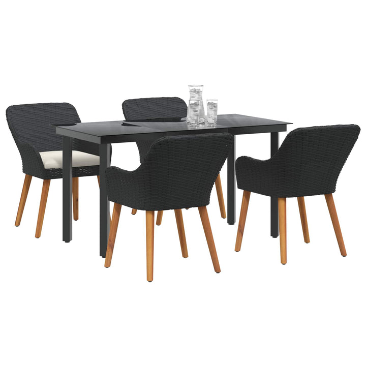 Have Spisebordssæt med pude 5 pcs Sort polyrattan