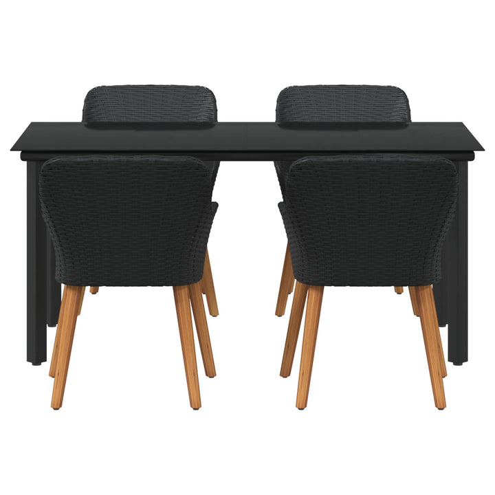 Have Spisebordssæt med pude 5 pcs Sort polyrattan