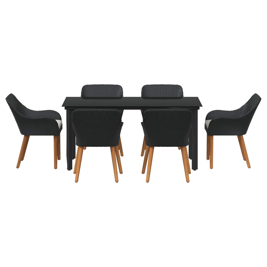 Have Spisebordssæt med pude 7 pcs Sort polyrattan