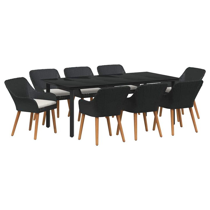 Have Spisebordssæt med pude 9 pcs Sort polyrattan