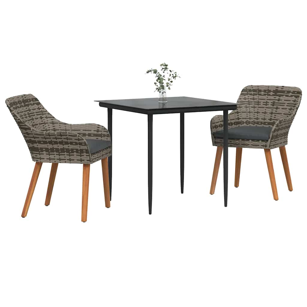 Have Spisebordssæt med pude 3 pcs Grå polyrattan