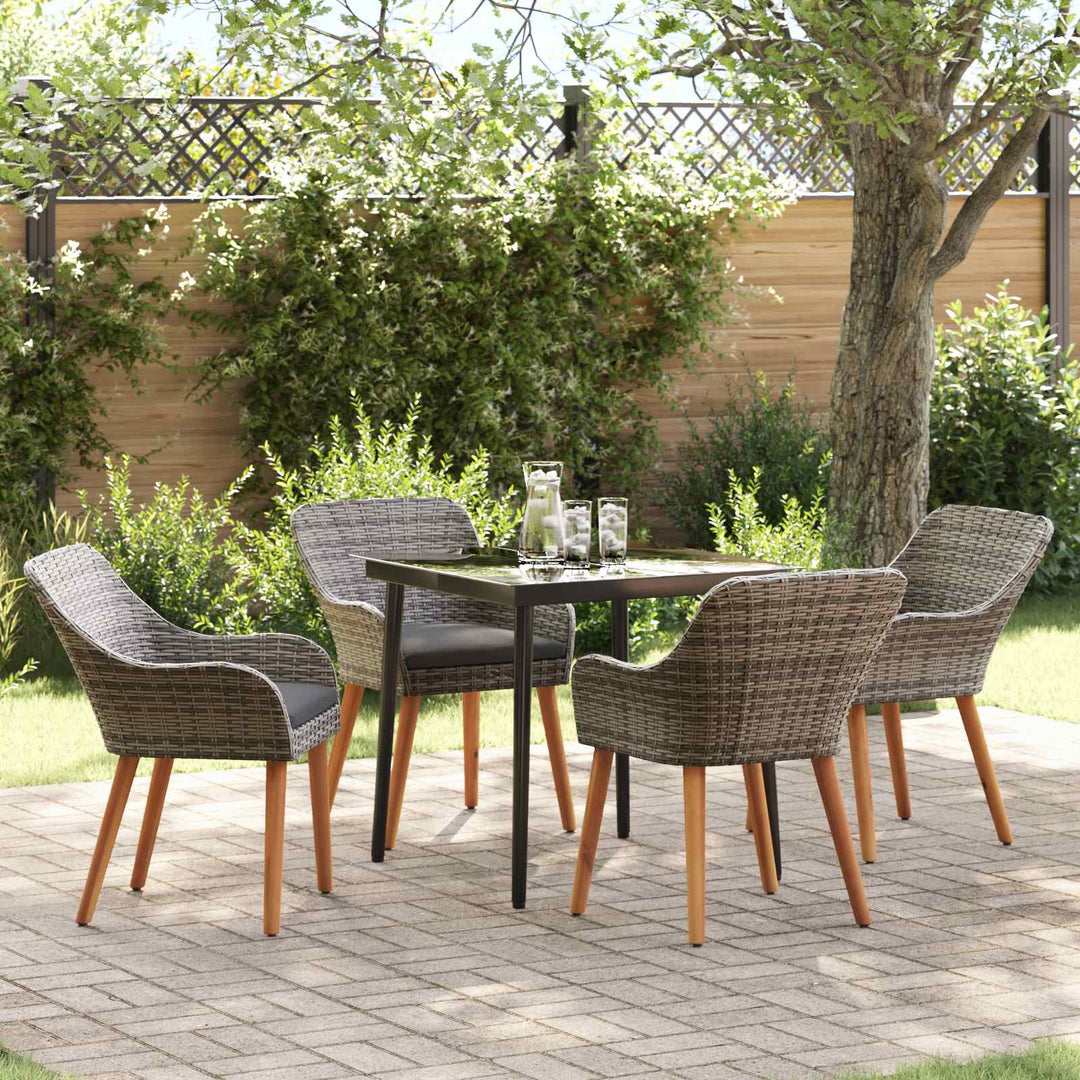 Have Spisebordssæt med pude 5 pcs Grå polyrattan