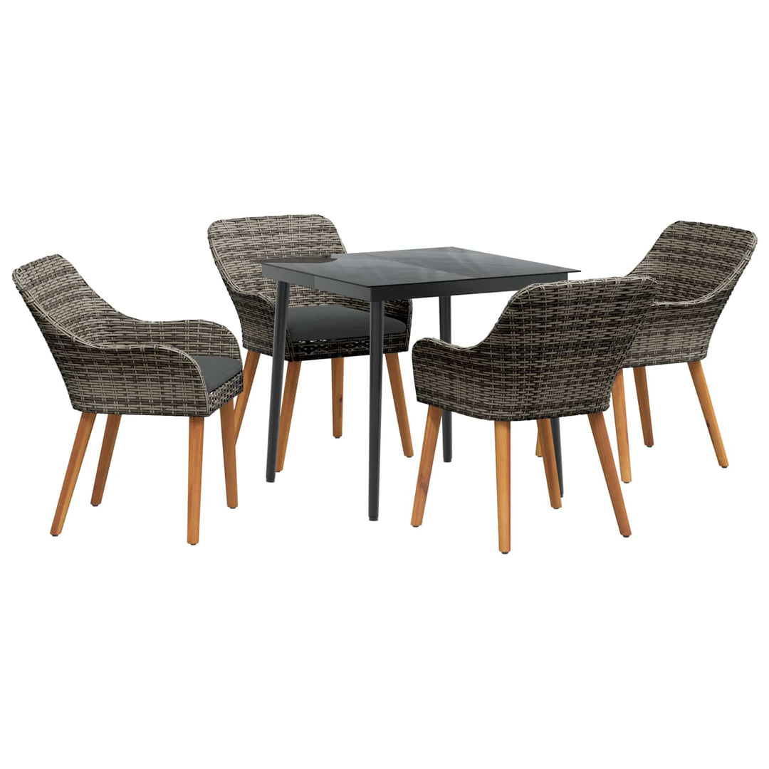 Have Spisebordssæt med pude 5 pcs Grå polyrattan